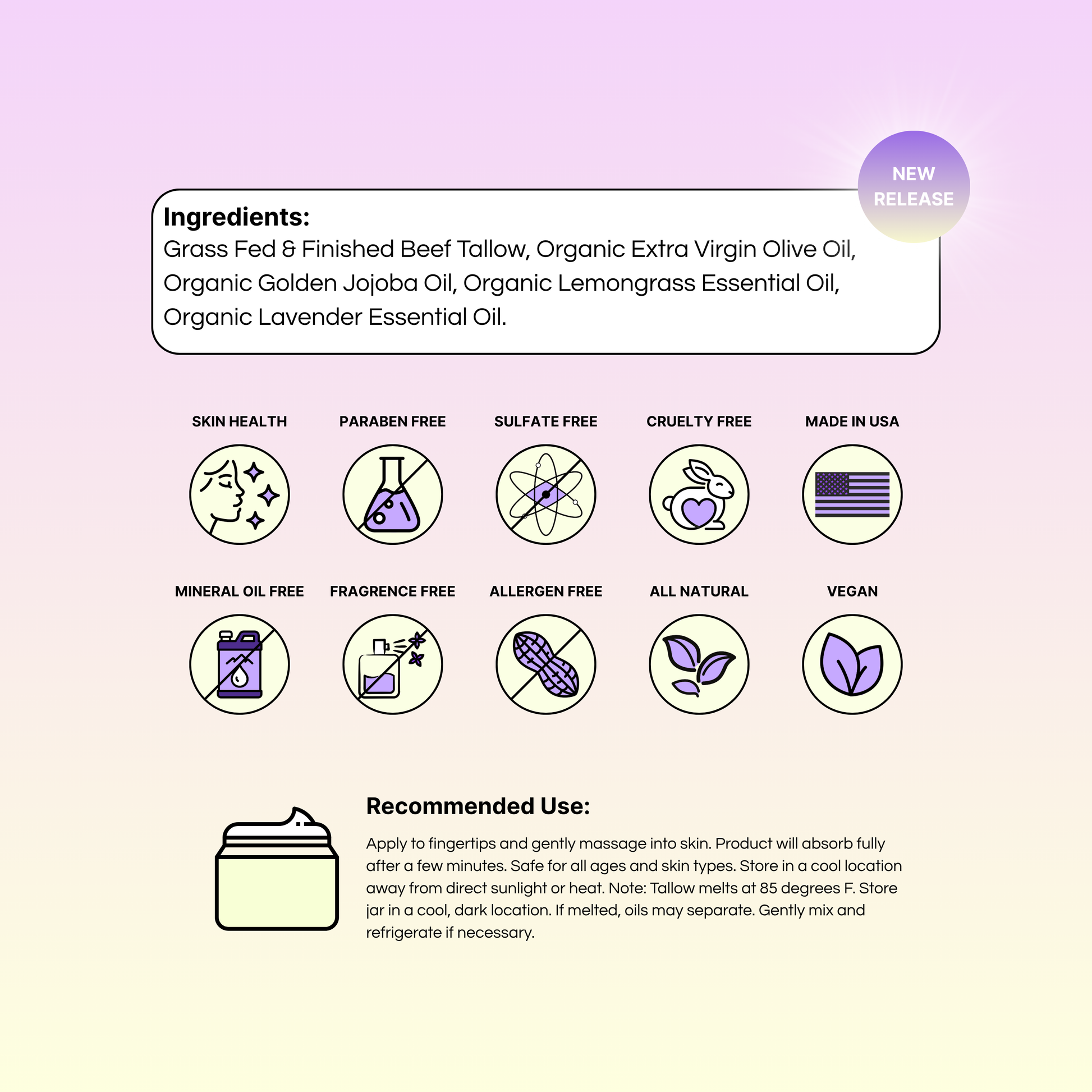 Tallow Cream Lemongrass & Lavender
